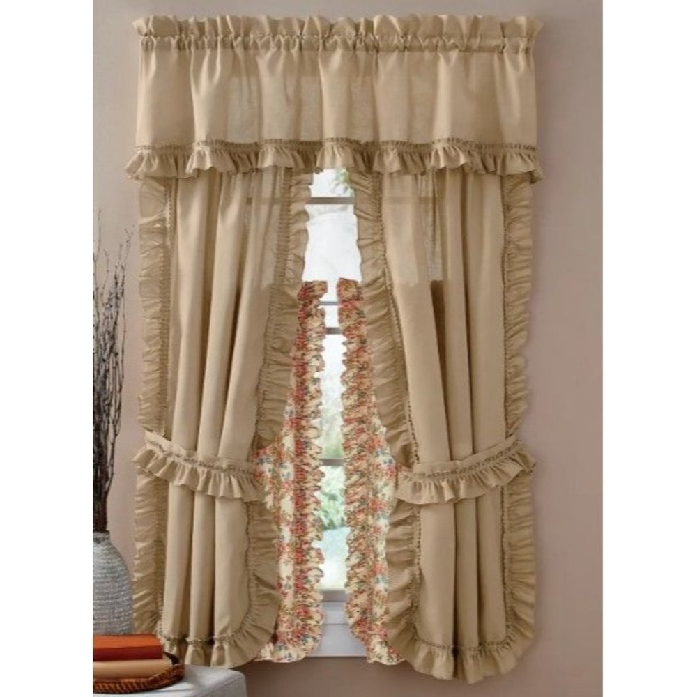 Mayfair Cape Cod Tier Pair 36 Taupe 64 x 36